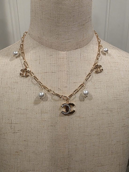 Source Unknown Accessories - Gold Chain Necklace with Pearl Charms